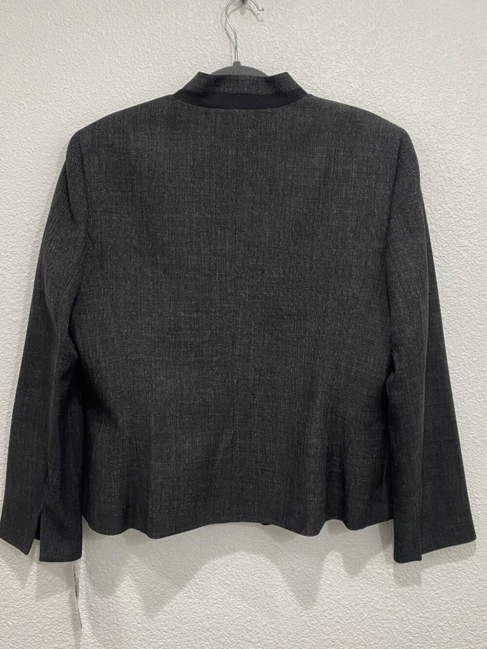 Black Label by Evan-Picone Open Notch Collarless Blazer Charcoal Gray NWT 16 - Picture 3 of 14